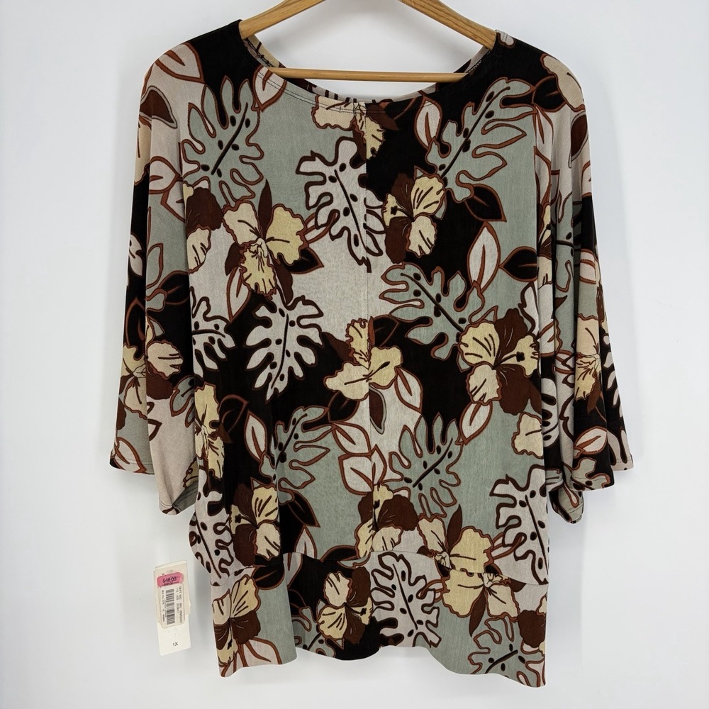 Vikki Vi Tunic Top Slinky Travel Stretch Womens 1X Cruise Art To Wear Resort - Picture 7 of 8